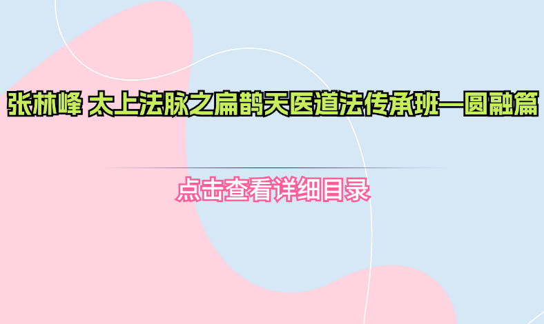 张林峰 太上法脉之扁鹊天医道法传承班—圆融篇 视频7集